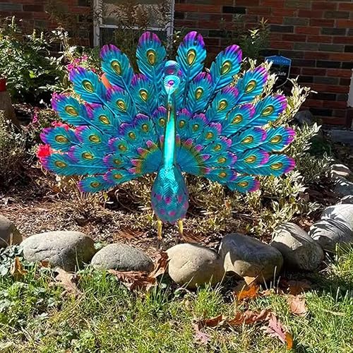 Miniatura 7 de Altsuceser Estatua de metal de pavo real para exteriores, esculturas de jardín de pavo real en 3D para patio, césped, patio, porche, estanque,