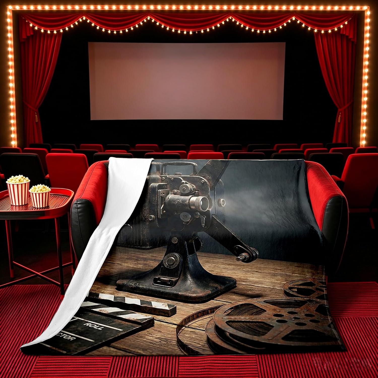 Feelyou Vintage Film Projector Flannel Fleece Throw Blanket Throw 50"x60"