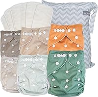OOPSY LUCY Reusable Cloth Diapers 6-Pack with Inserts & Wet Bag - One Size 10-33 lbs, Leakproof, Machine Washable, Eco-Friendly for Babies & Toddlers
