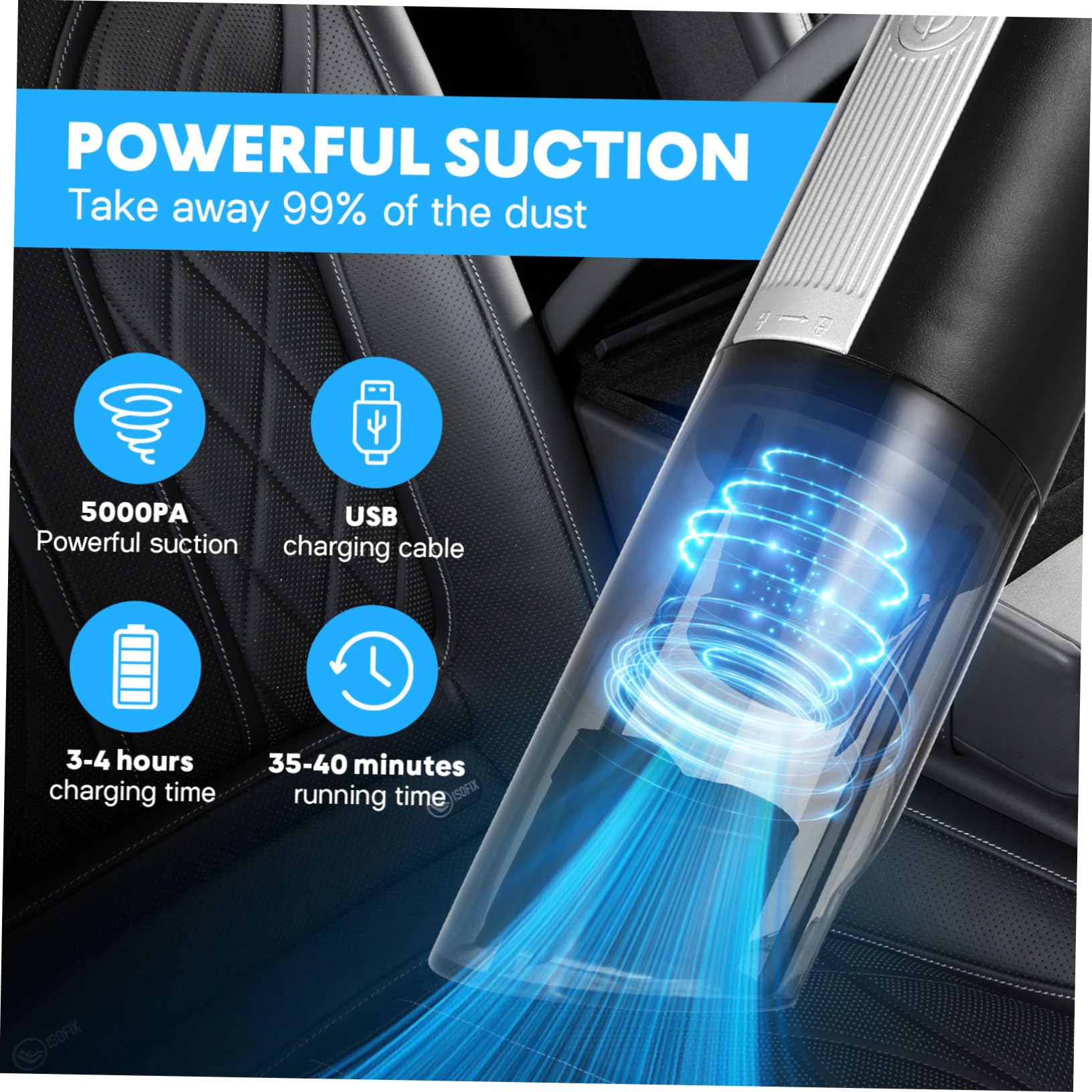 PRETYZOOM Aspiradora De Coche Inalámbrica Portátil De Alta Potencia para Aspirar Polvo Aspiradora De Mano Recargable para Uso Interiores Coche y Viajes