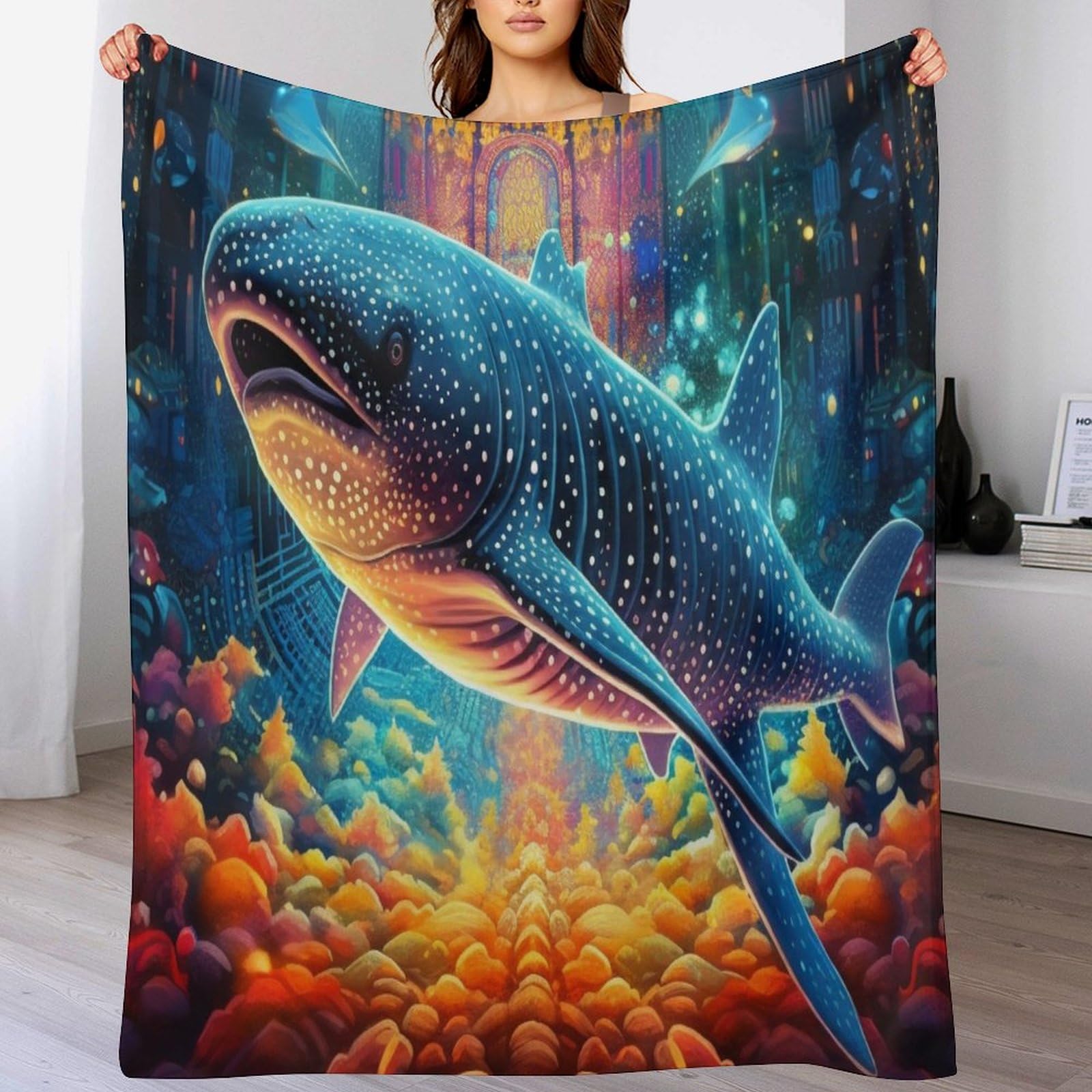 Couverture en flanelle 180x200cm chaude confortable toutes saisons The Baleine