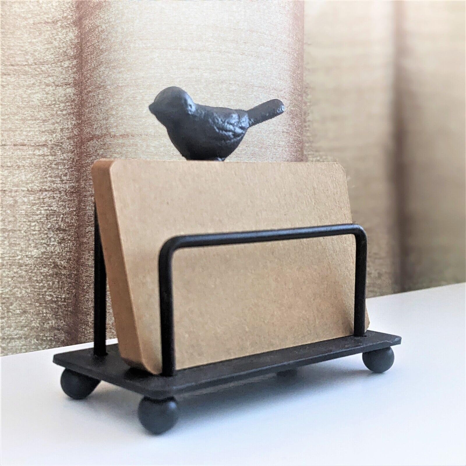 Fyne-Finds Metal Small Bird Business Cards Letters Holder Rack Free Standing Antique Decor