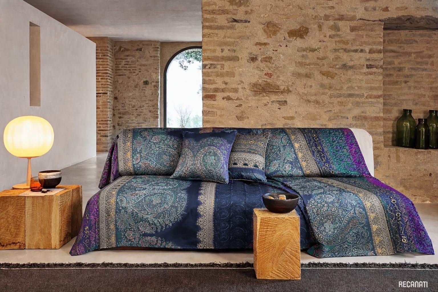 Bassetti - copridivano telo arredo bassetti granfoulard recanati b1 3 misure blu - 270x270