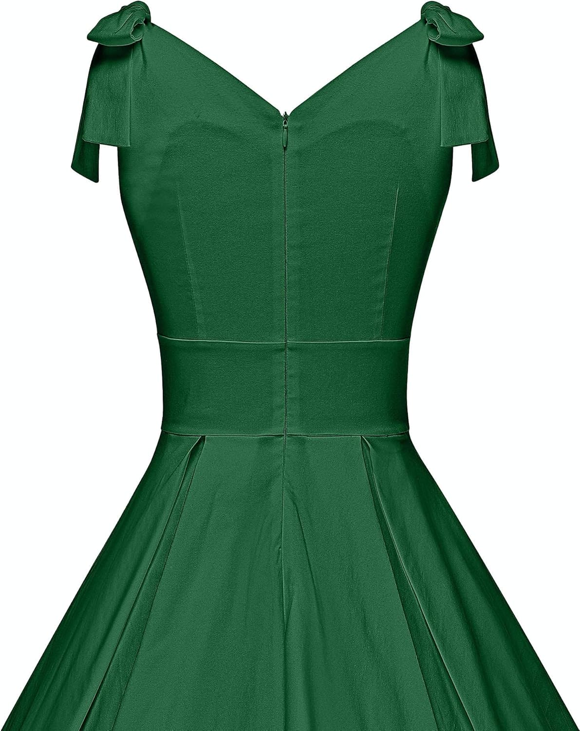 GownTown Women's 1950s V-Neck Adjustable Bowknot Swing Cocktail Dress Green - Image 4