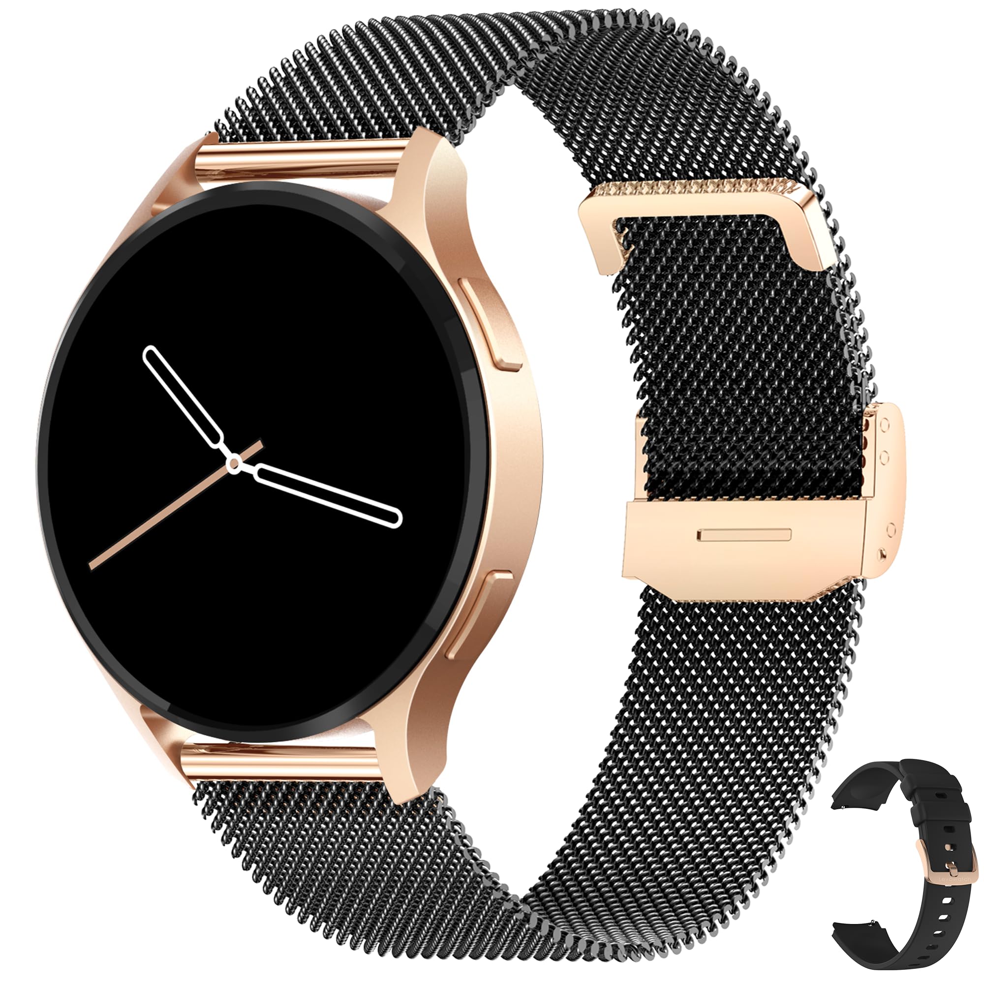 Edgy Damen Smartwatch, AMOLED Always-On, KI Steuerung, Fitness Tracker für Android & iOS, 3 Armbänder, Edelstahlgehäuse, Telefonfunktion, Sprachsteuerung, Puls, wasserdicht, Frauenmonitor