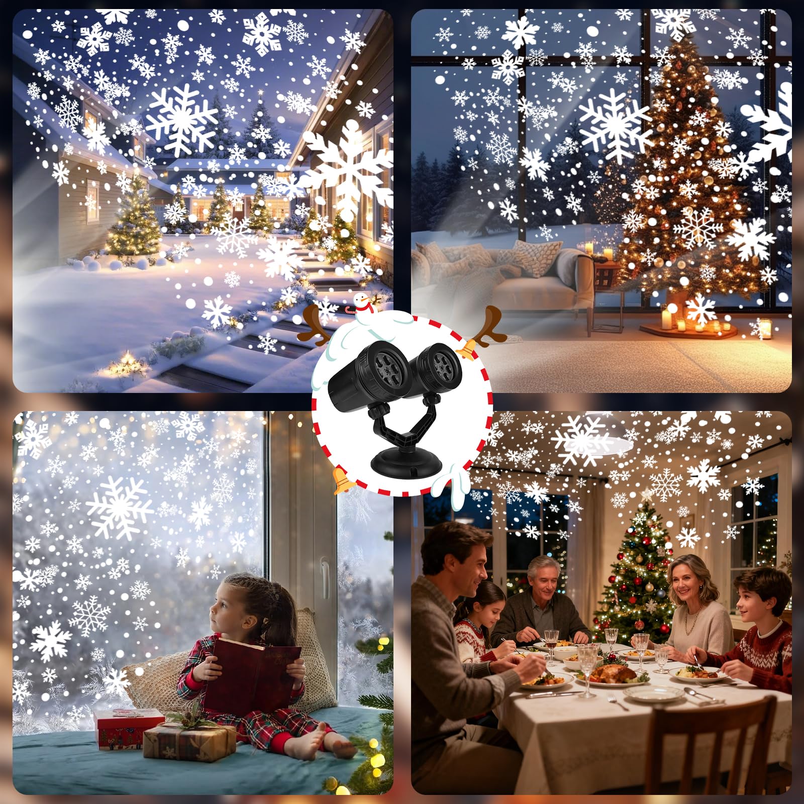 Projektor Weihnachten Aussen, GuKKK 2-in-1 LED Projektionslampe mit 10 Schaltbare Muster 10 Welleneffekt, Wasserdichte Christmas Lights mit Fernbedienung für Weihnachtsbeleuchtung Außen Innen (C)