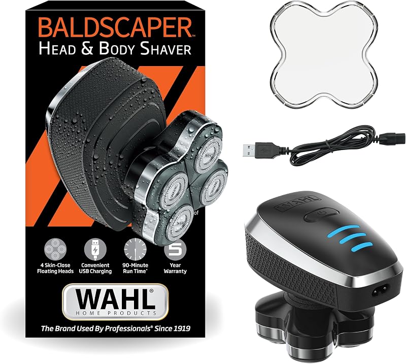 Baldscaper Afeitadora eléctrica impermeable para cabeza y afeitadora corporal para hombres calvos | Elimina suavemente el vello de la cabeza y el cuerpo, afeita en húmedo o en seco, úsalo en la ducha para una limpieza rápida - Modelo 3028242