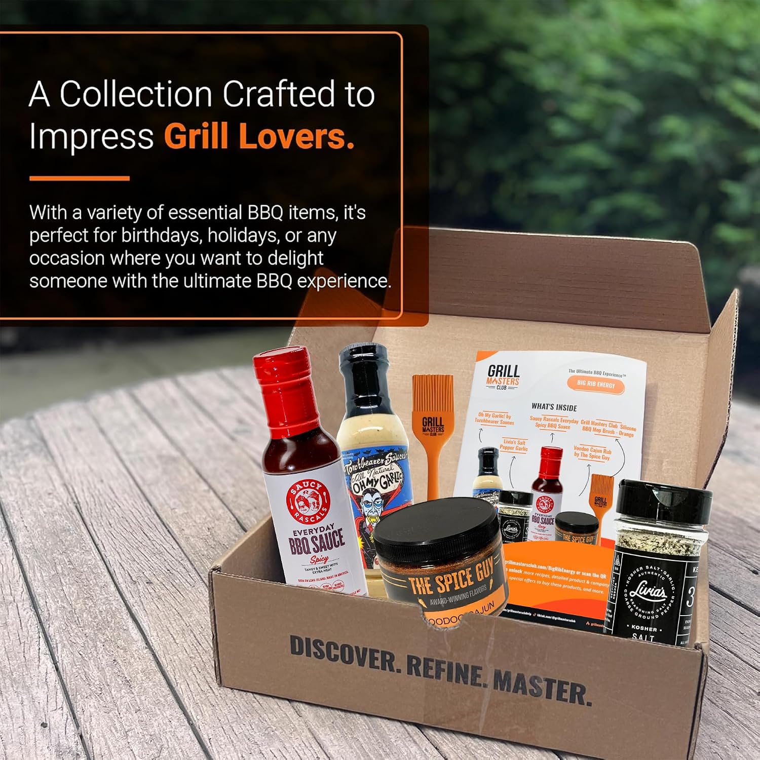 Grill Masters Club Flavor Game Strong​ BBQ Box | Premium BBQ Spices Sauces, and Seasoning for the Ultimate Grill Master | Essential for Cooking, Grilling, and Smoking | Perfect Grill Gift for Men & Women