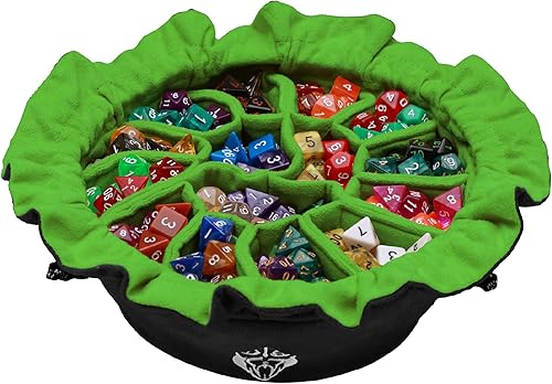 CardKingPro Immense - OCD Edition - Bolsas de dados con 15 bolsillos, color negro y verde, capacidad para más de 200 dados, ideal para acaparadores