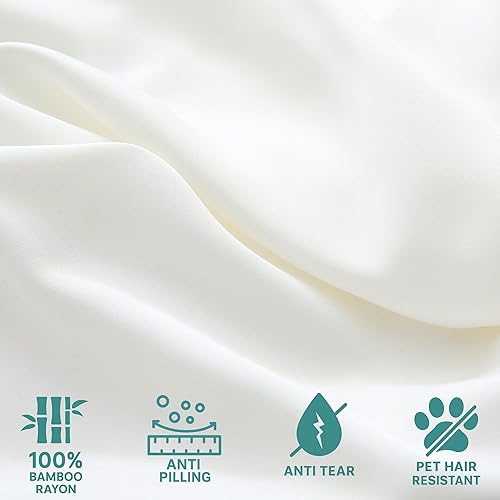 Miniatura 2 de GOKOTTA Sábanas de bambú de lujo con correas elásticas en las esquinas, bolsillo extra profundo de 24 pulgadas, enfriamiento para personas que