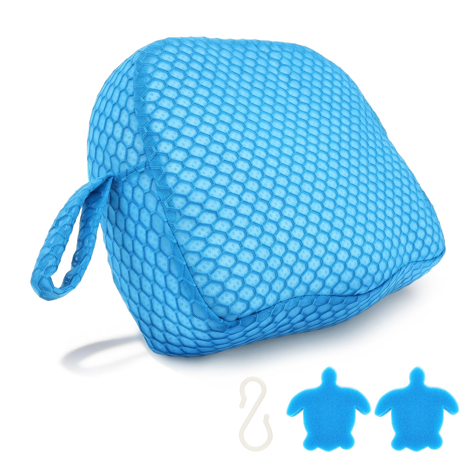 Whirlpool-Sitzkissen, Whirlpool-Sitzerhöhung Unterwasser, 3D-Luftnetz, 40×32×13 cm Pool Sitzkissen, Beschwertes Spa-Kissen, komfortable Unterstützung, Hot Tub Zubehör(Blau)