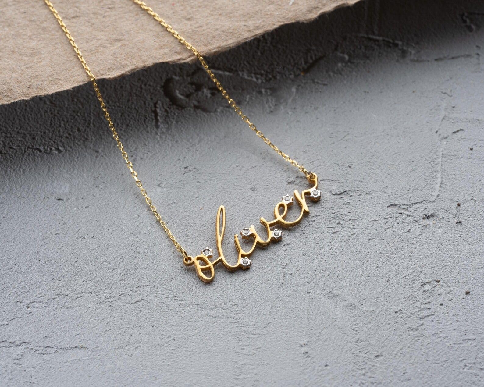 Personalizzato diamante collana con nome oro argento con ciondolo per lei Festa della Mamma Natale anniversario compleanno