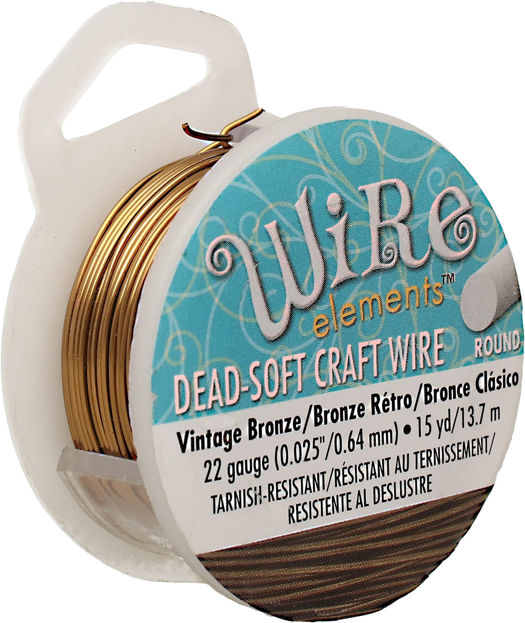 Wire Elements Craft Wire – Tarnish Resistant, Soft Temper, Round, Vintage Bronze Color – 0.64mm, 22 Gauge, 15 Yard Spool – Jewelry Making, Wire Wrapping, Floral, & Other DIY Crafts…