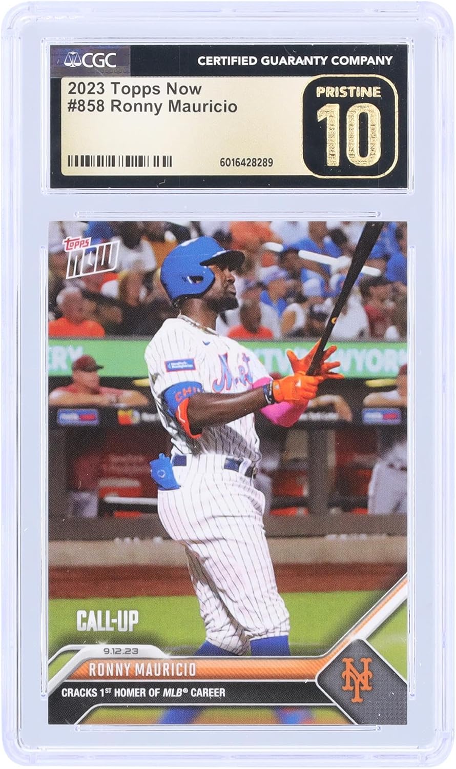 Ronny Mauricio New York Mets 2023 Topps Now Cracks 1st Homer Of MLB Career #858 CGC Authenticated Pristine 10 Rookie Card - Baseball Slabbed Rookie Cards