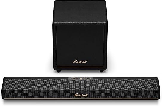 Marshall Heston 60 Soundbar with Dolby Atmos & Heston Sub 200 Subwoofer Bundle - Immersive Sound System with Bluetooth, WiFi, HDMI - Black