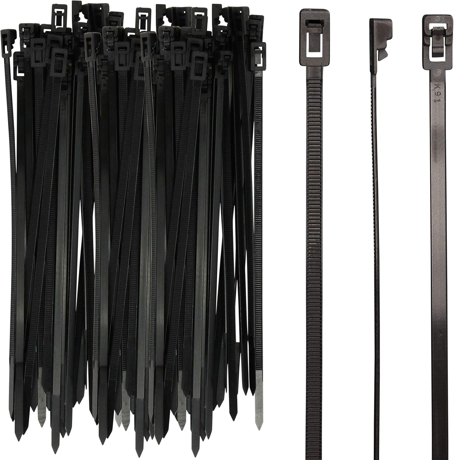 Harrier Hardware 250-Count Reusable 8-inch UV Resistant Nylon Cable Zip Ties, Black