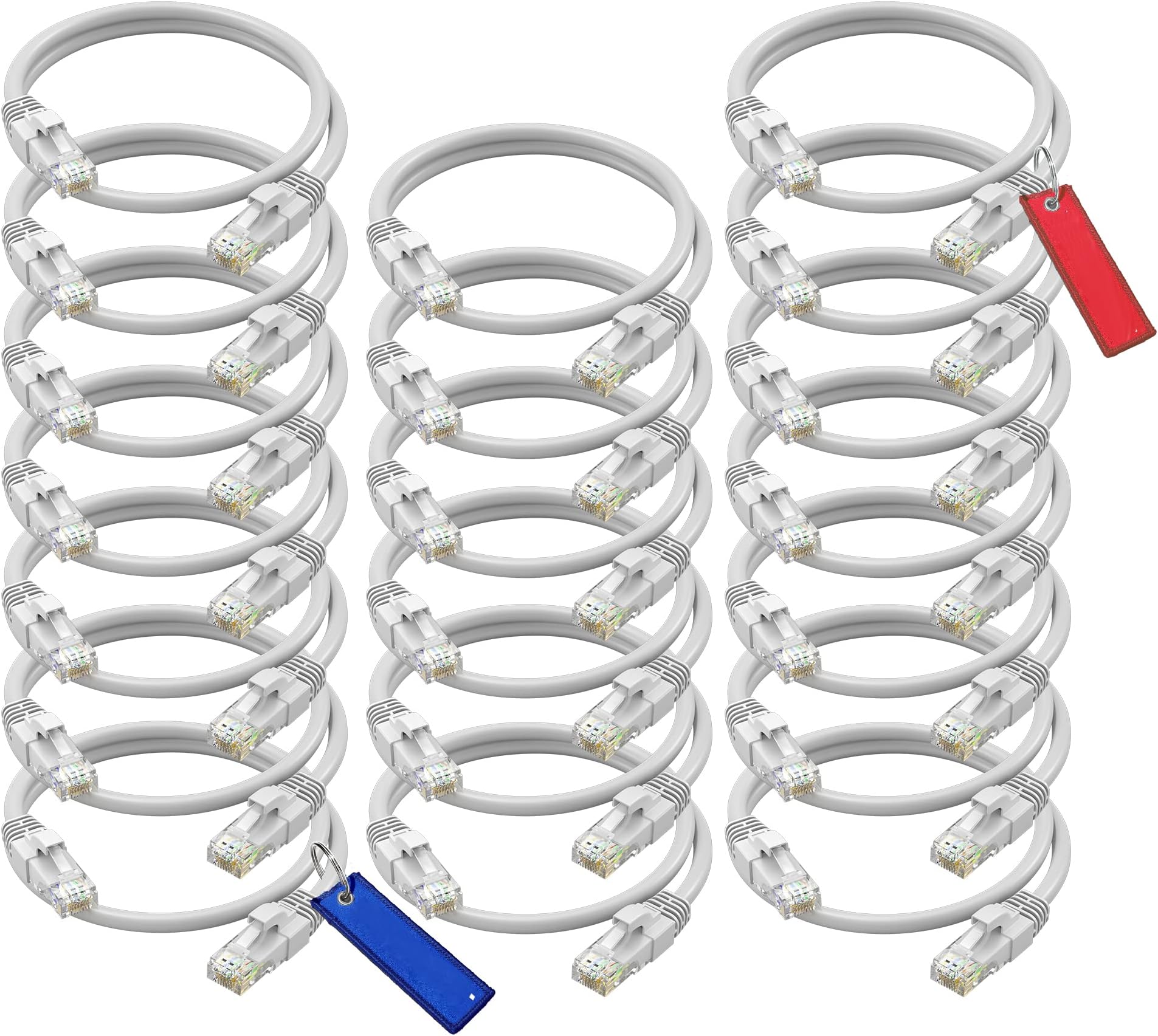 Maximm Cat 6 Ethernet Cable 1 ft (20-Pack) - High-Speed LAN Cable, Internet Cable, Patch Cable, and Network Cable - UTP, 10Gbps, 550MHz Ethernet Cord - White