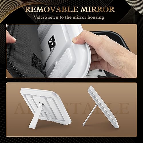 Miniatura 2 de AISHIKEKE Bolsa de maquillaje con espejo LED, regalos del día de la madre para mamá, bolsa de cosméticos de viaje con espejo extraíble, divisores