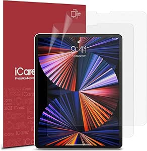 iCarez Matte Screen Protector for iPad Pro 12.9 (2022 2021 2020 2018) without Home Button 12.9-inches, 2-Pack Anti-glare