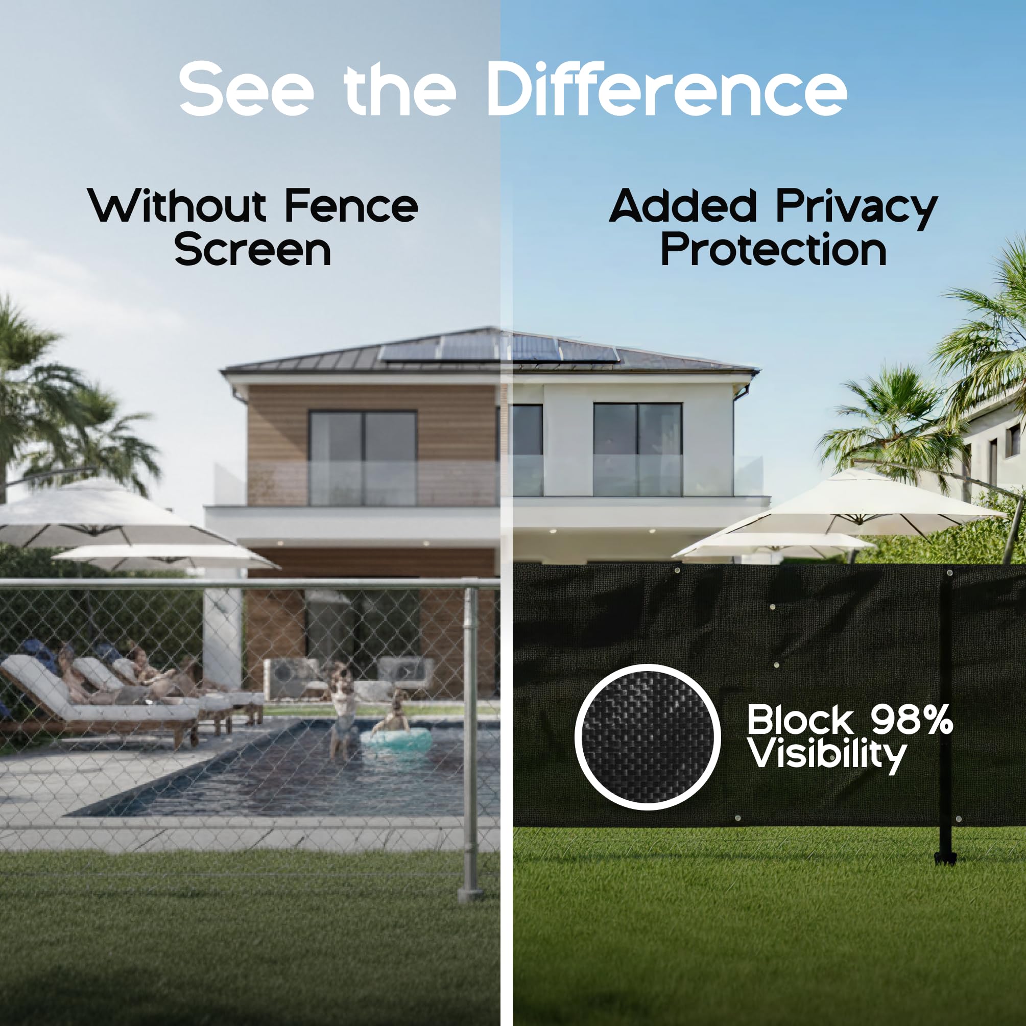 Extreme 98% Blocco Fence Privacy Screen, Carbon Black, 50-ft x 4-ft