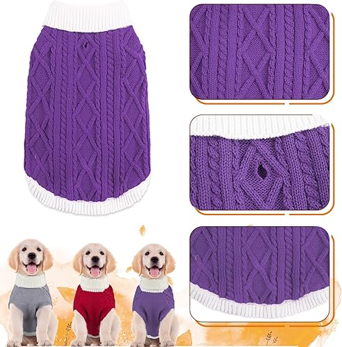 Miniatura 9 de Suéteres para perros pequeños con agujero para la correa, suéteres de cuello alto para perro, ropa de punto para niños y niñas, ropa cálida suave y