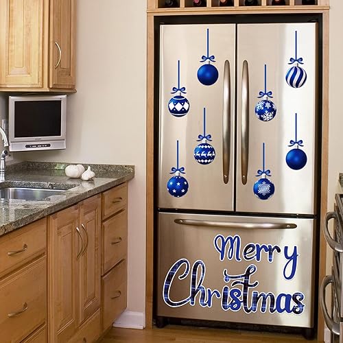 Miniatura 3 de 90shine 31 imanes de decoración navideña para puerta de garaje, bola de Navidad, decoración de nevera y cocina (azul)