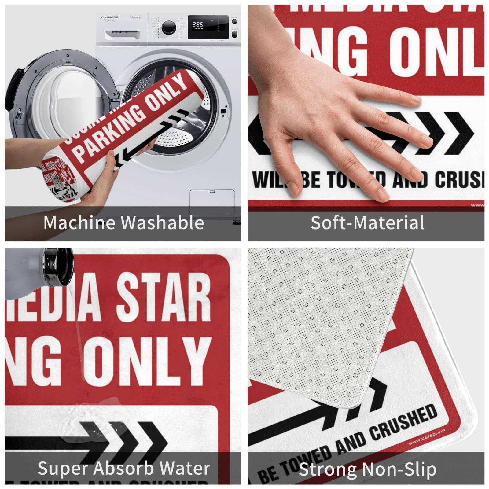 Paillasson Hello Social Media Star Parking Only - Décoration de porte d'extérieur - 65 x 90 cm