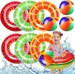 Amazon.com: Glimin 9 Pool Float Set 6 Pcs Fruit Inflatable Pool Floats ...