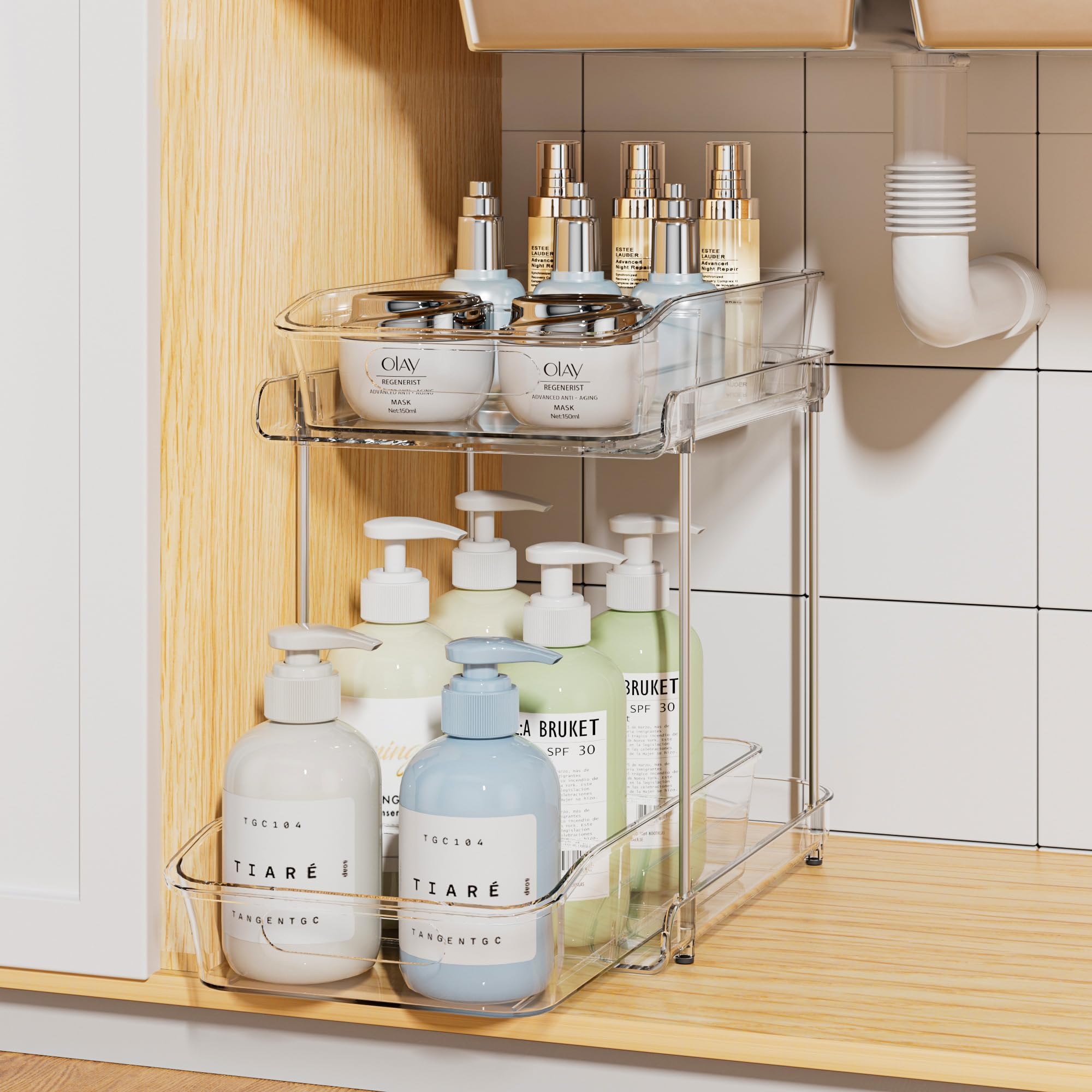 Amazon.com: Delamu 2 Sets of 3-Tier Bathroom Sink Organizers and ...