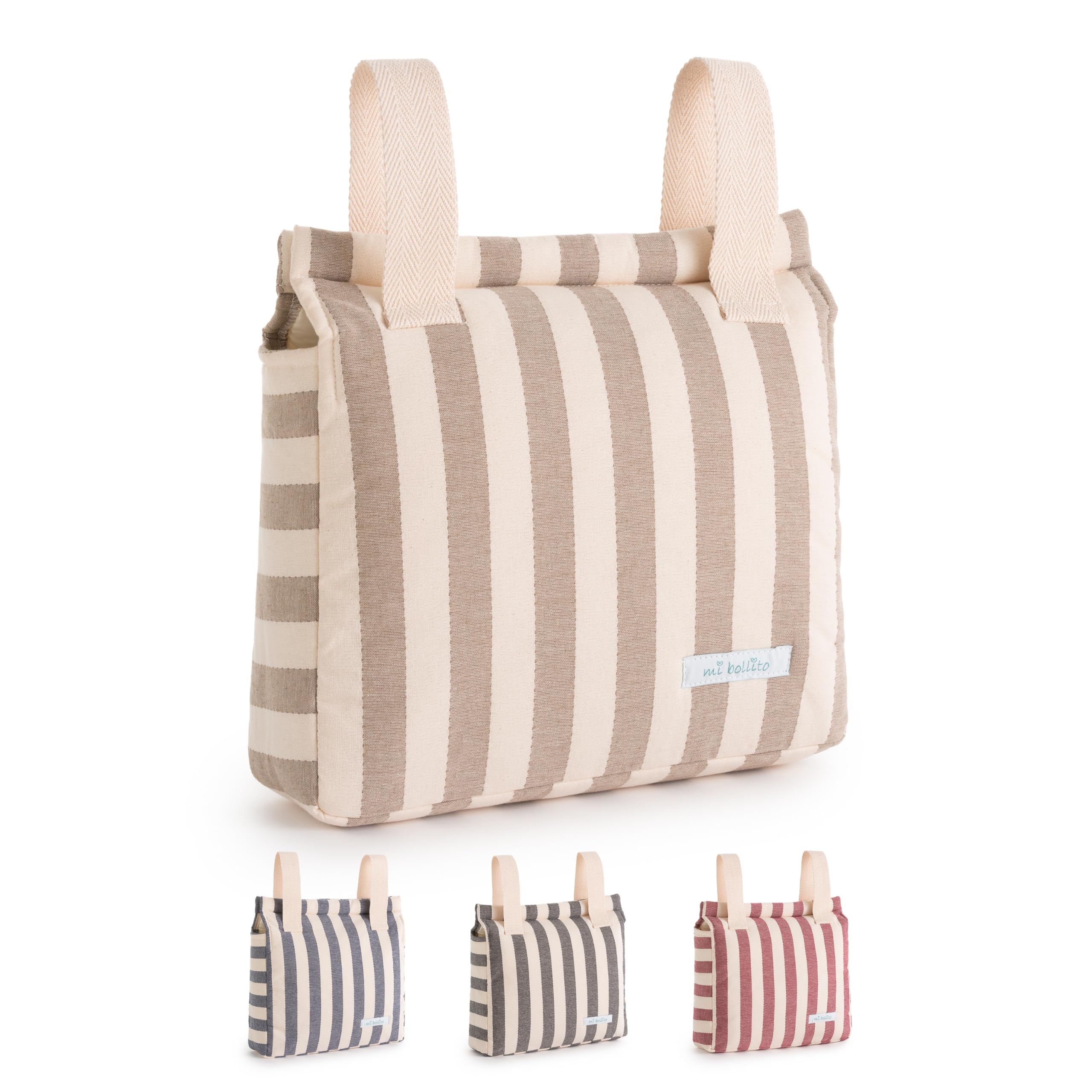 Sac à roulettes pour bébé | Nouvelle collection | Sac pour poussette universel avec fermeture à clic | Léger, pratique et avec grande capacité | Motif à rayures.