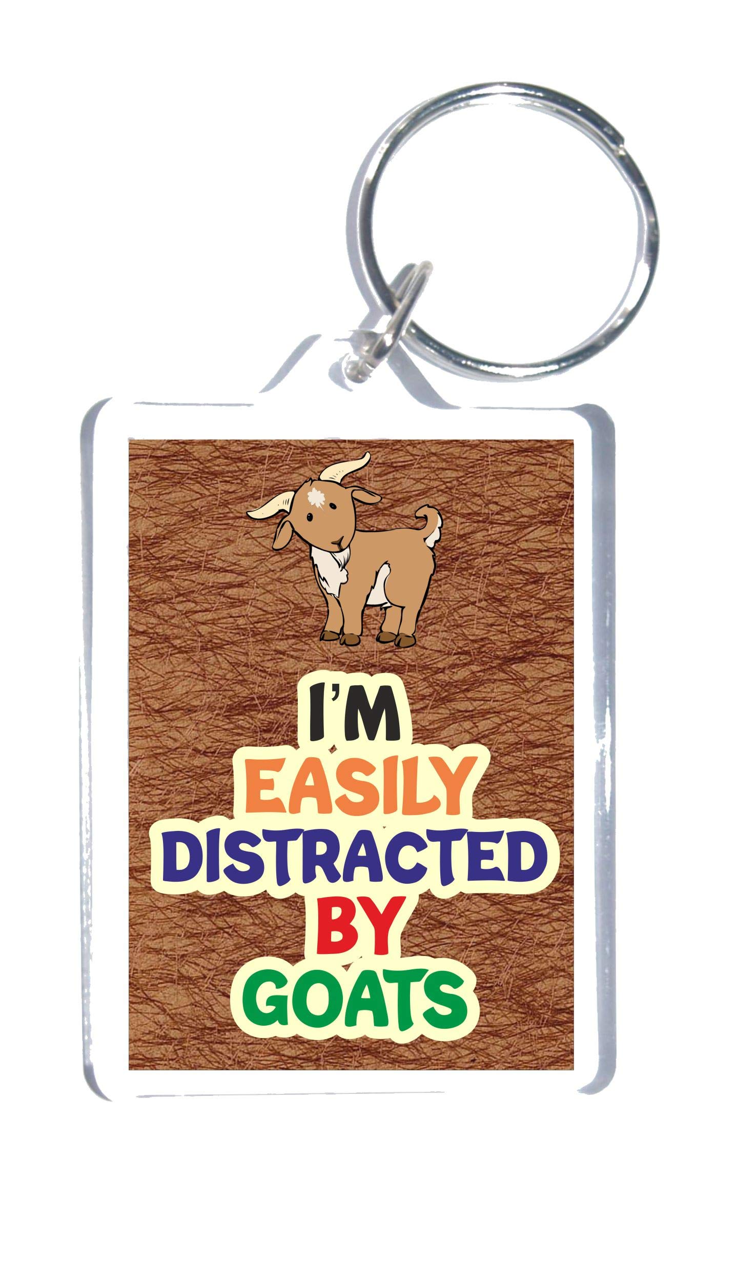 Clare's Cosmetics Brown Fun Animal Lover Gift – I'm Easily Distracted By Goats - Novelty Keyring