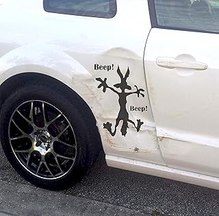 Dent Fix Funny Vinyl Decal-Gift Idea Wile E Coyote Beep Beep Hitting Wall Decal Cars Truck Window Sticker Splat Wiley car Bandaid
