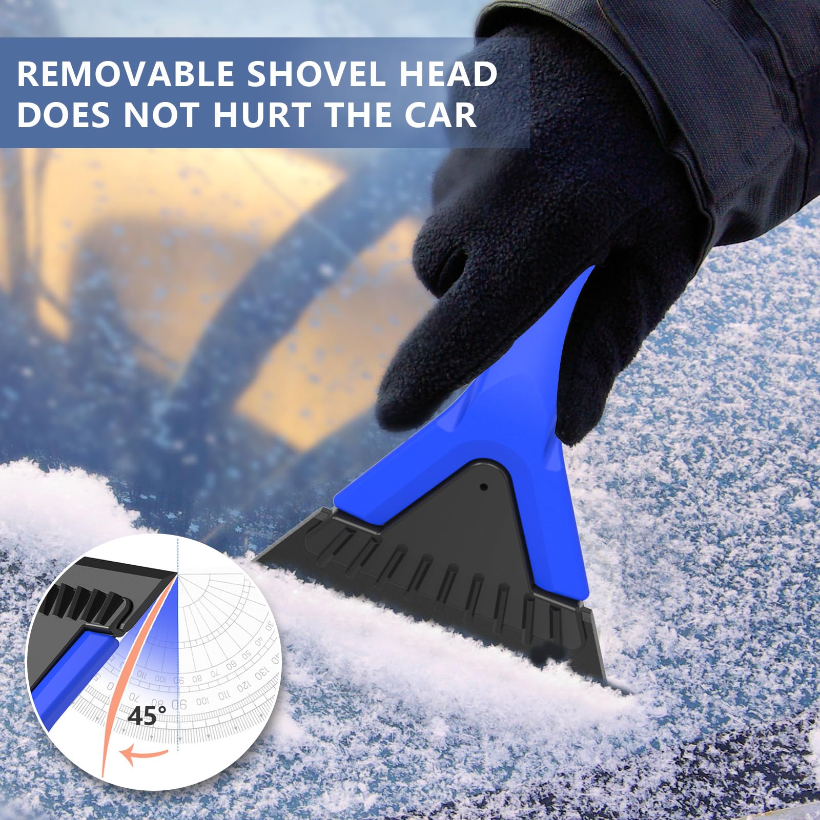 Rascador de hielo de 47 pulgadas y cepillo de nieve extensible para parabrisas de coche, 2 en 1, cabezal de cepillo de nieve giratorio de 360° con agarre de espuma para Navidad, automóvil, camión, SUV
