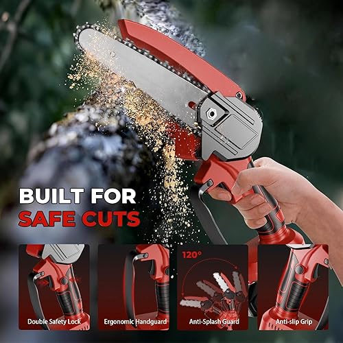 Miniatura 6 de Sierra de poste inalámbrica, sierra de poste eléctrica con batería de 550 W para recortar árboles, cortador de ramas de árbol de extensión ajustable