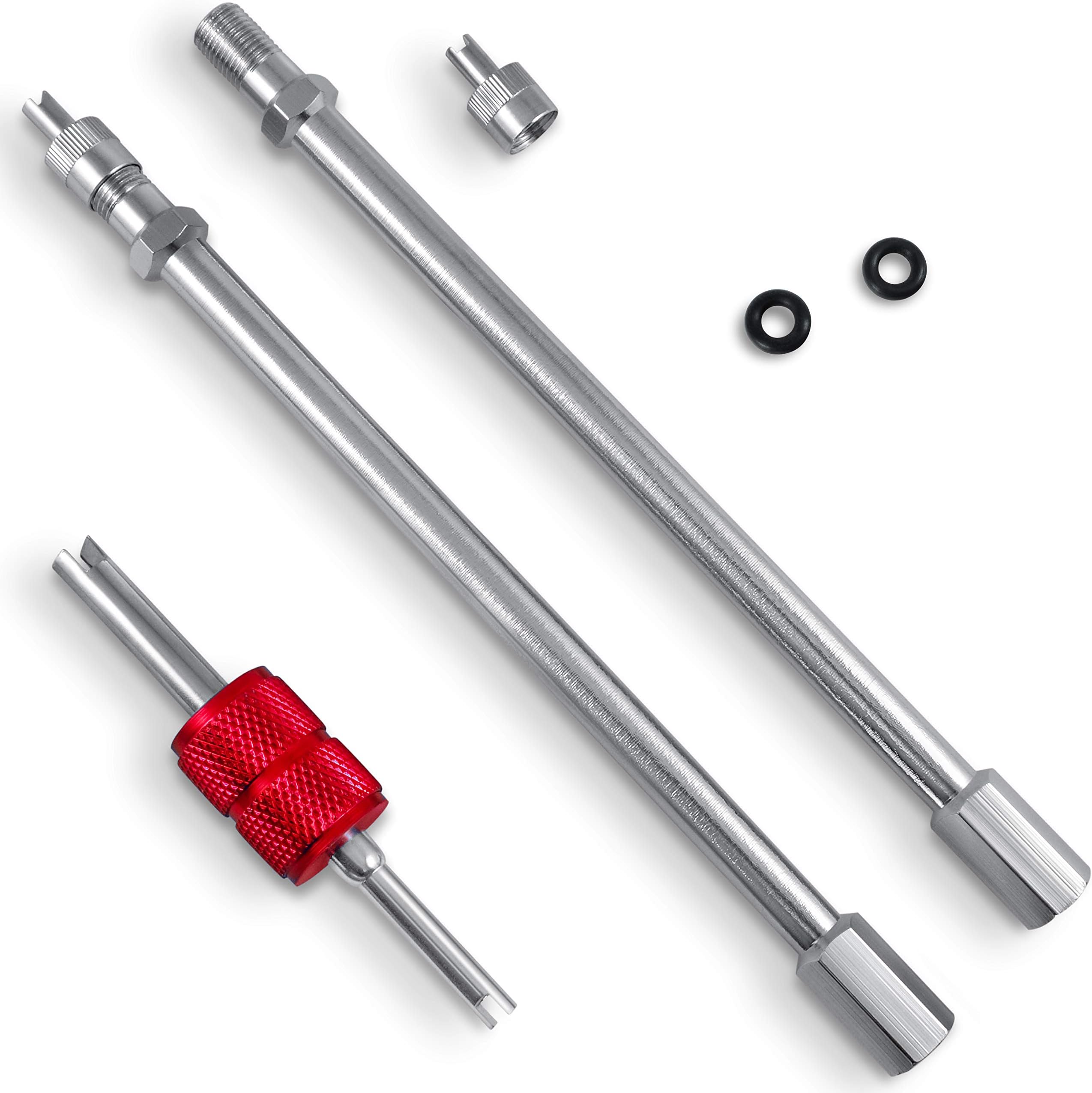 6 Inch Dually Valve Stem Extenders - 2 Pack - Easy Install, Heavy Duty, Straight Metal Dual Wheel Valve Stem Extensions for RV Tires, Truck, Motorhome, Pickup, Ram 3500, Trailer, OEM Grade