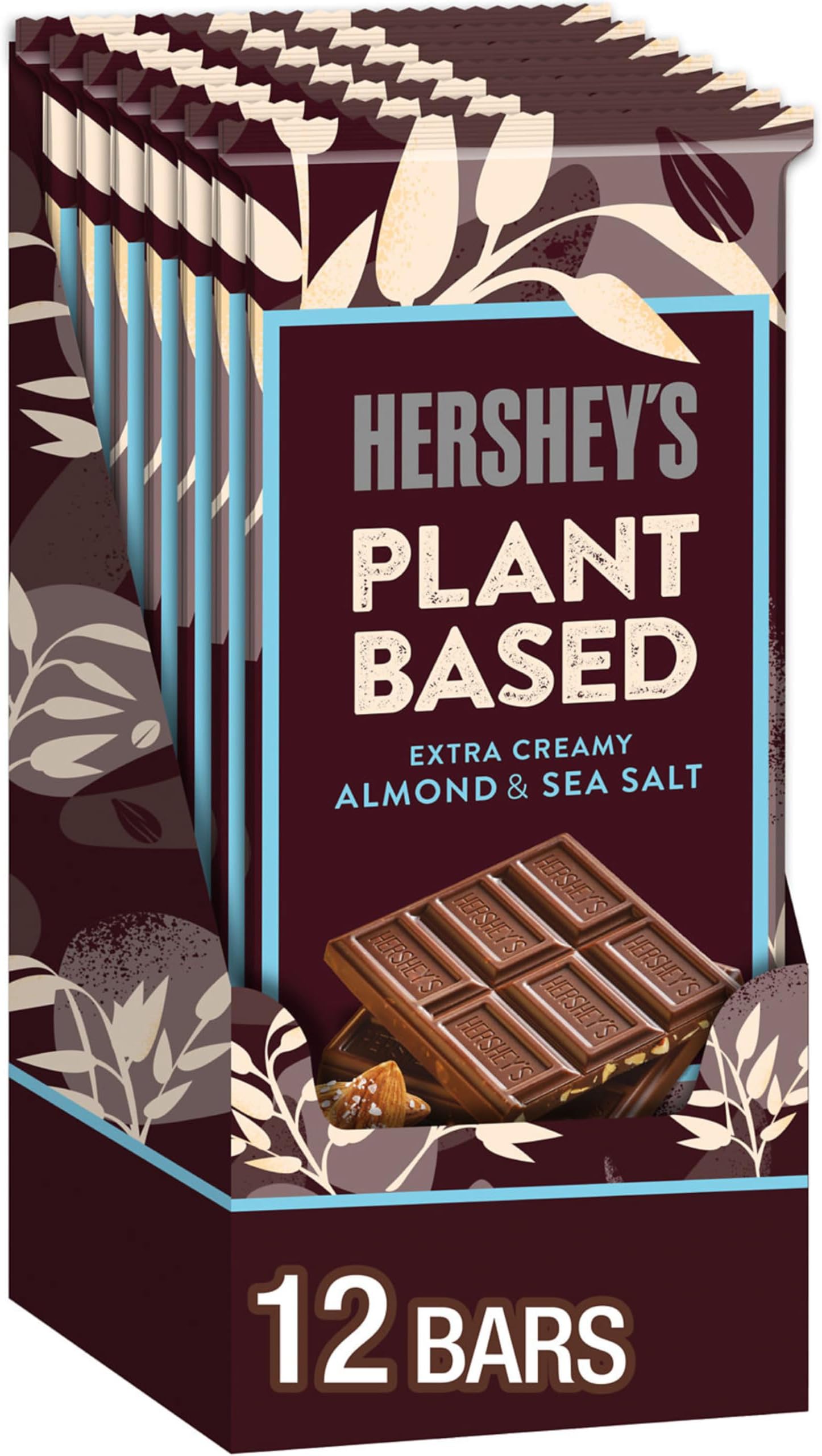 HERSHEY'S Plant Based Extra Creamy with Almond and Sea Salt Candy Bar, 1.55 oz (12 Count)