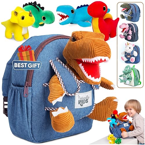 Toddler Dinosaur Backpack w Plush Dinosaur Toys for Kids 2-5, Gifts for 2-5 Year Old Boys, Girls - 30 Dinosaur Trex Multicolor - Age 2-6 (10’’h)