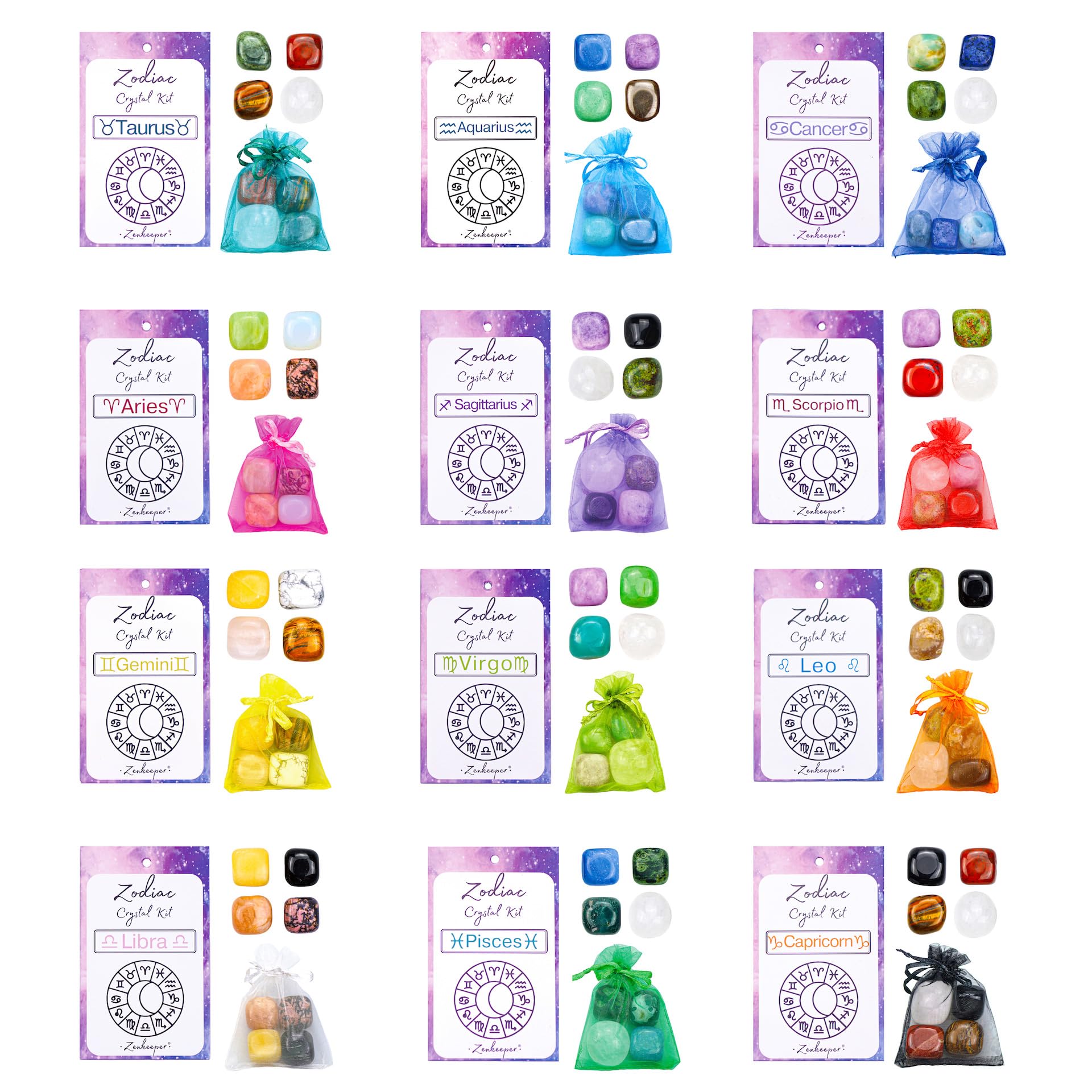 Amazon.com: Zenkeeper Scorpio Tumbled Crystal Set, Zodiac Sign
