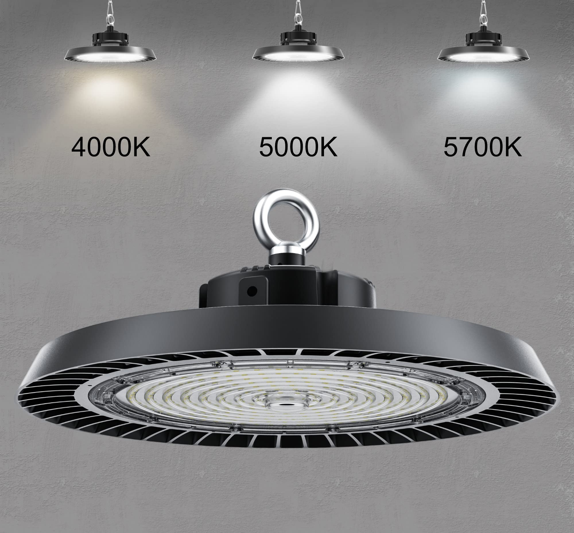 LED Hallenstrahler 200/160/120W HighBay, 174 lm/W 4000/5000/5700K | Leistung & Lichtfarbe einstellbar, Abstrahlwinkel 90°, blendarm, UFO Hallenleuchte, Industrielampe, 5-Jahre Garantie