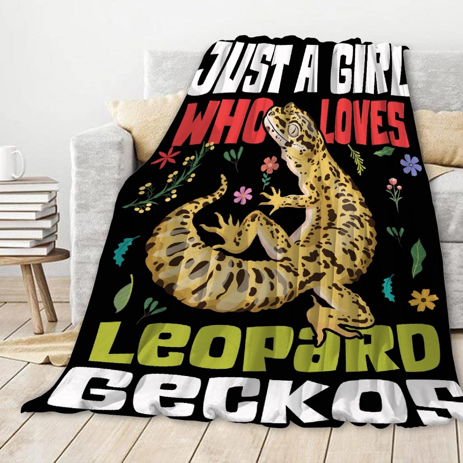 Leopard Gecko Blanket,Funny Gecko Gifts,Just A Girl Who Loves Leopard Gecko Flannel Throw Blanket,Super Soft Cozy Blanket,Fuzzy Warm Cozy Bedding Blankets for Couch Bed,40"x50"-Throw Size for Kids - Image 2