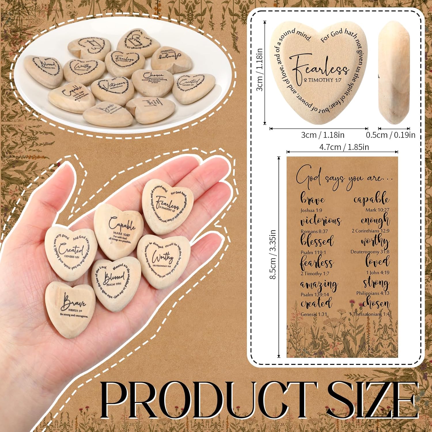 Yalikop 48 Set God Says You are Inspirational Christian Church Gift Religious Wooden Pocket Heart Token Bible Verse Word Affirmation Favor Encouragement Card for VBS Sunday School Coworker (Scripture) Yalikop 48 Set God Says You are Inspirational Christian Church Gift Religious Wooden Pocket Heart Token Bible Verse Word Affirmation Favor Encouragement Card for VBS Sunday School Coworker (Scripture)