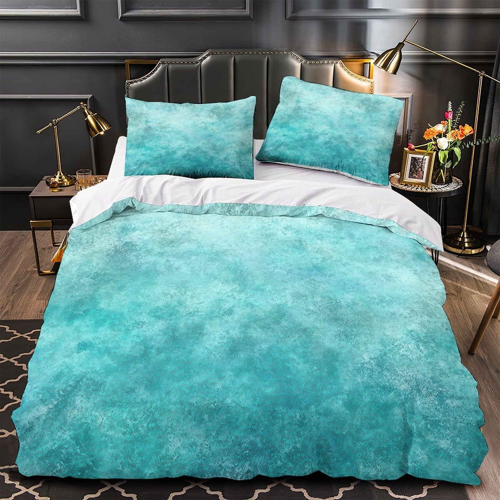Drap de couette lavable en machine bleu abstrait 220x240 pour lit King
