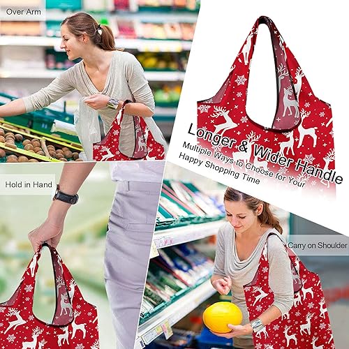 Vista 85 de BeeGreen Bolsas para comestibles, lavables a máquina, paquete de 12 bolsas extragrandes reutilizables, resistentes, plegables con banda Moss Marrs