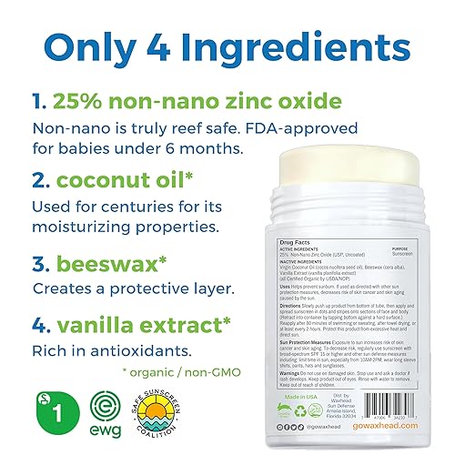 Miniatura 8 de Waxhead Coral Reef Safe Sunscreen Stick - Protector solar de óxido de zinc, protector solar para tatuajes, protector solar mineral para cara,