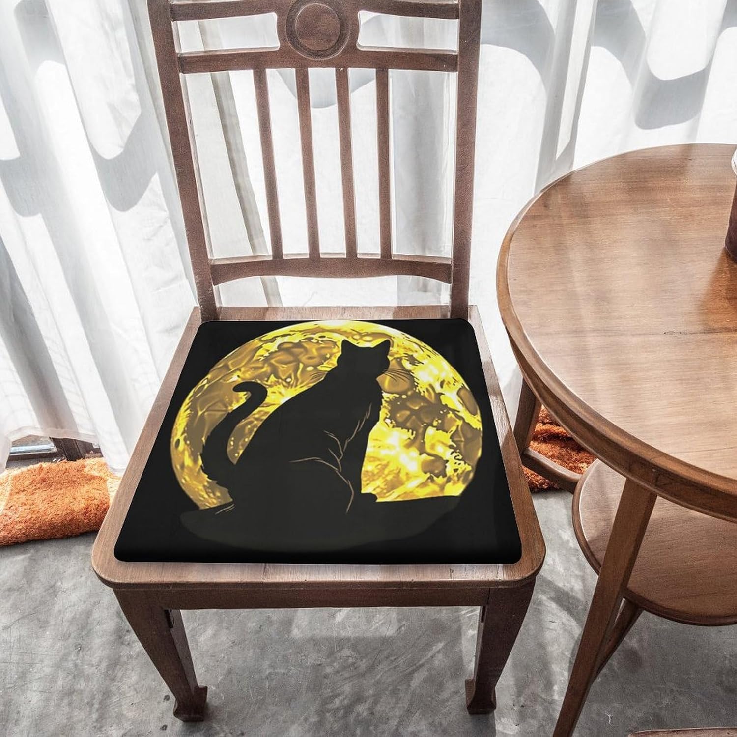 Moon Cats Floor Pillow Meditation Yoga Cushion Square Chair Cushion Pillows Seating for Adults