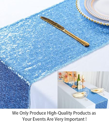 Vista 60 de Camino de mesa de lentejuelas doradas, 12 x 72 pulgadas, paquete de 15 caminos de mesa de boda con purpurina, camino de mesa dorado brillante