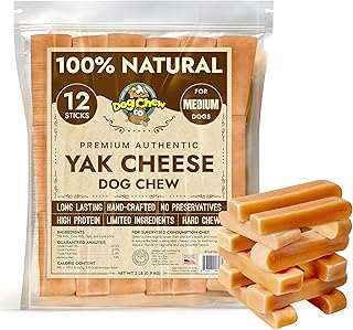 Tibetan Dog Chew 2 lb Yak Cheese Sticks - Natural Handmade Treats, Easy Digest, for Medium Dogs and Aggressive Chewers, Oral Care, Gluten/Rawhide-Free, Puppies and Adult Dogs, Bulk, Delicious Flavor
