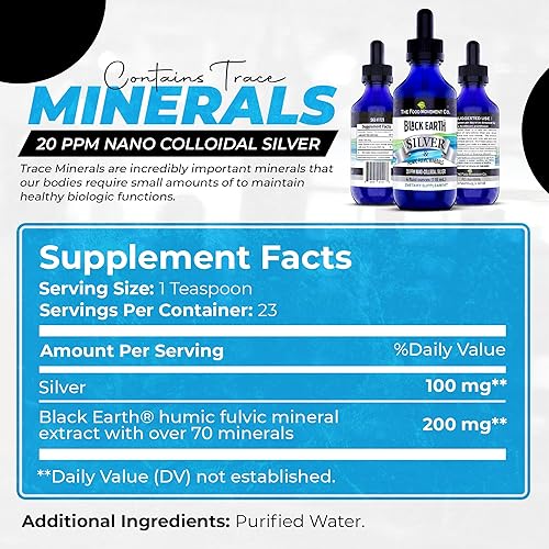 Miniatura 6 de The Food Movement Co. Black Earth Silver - Cuentagotas de plata coloidal vegana de 20 ppm de 4 onzas, con ácidos húmicos y fúlvicos y minerales