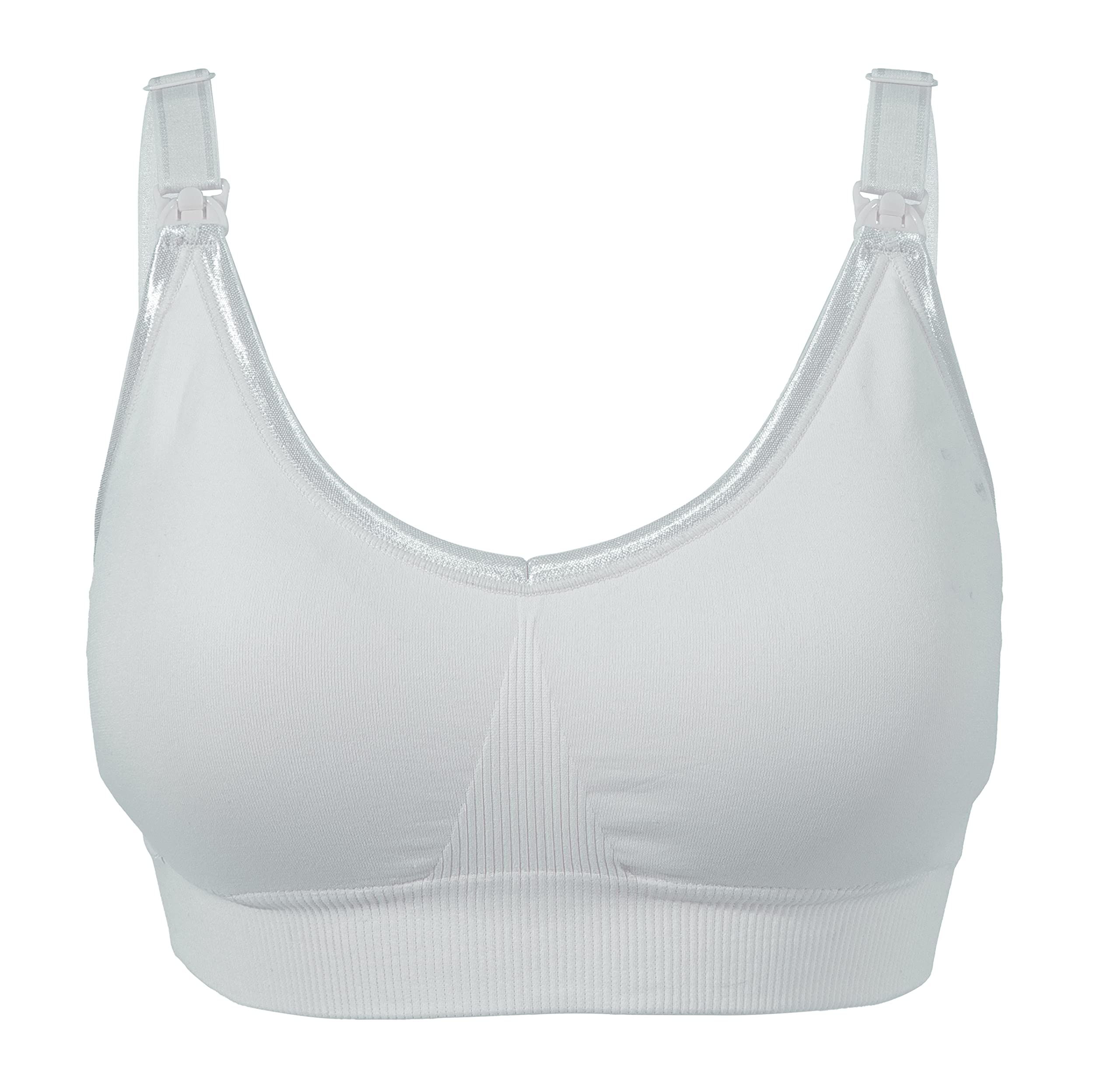 OKUSFull Cup Maternity & Nursing Bra - Non Wired Removable Breathable Pads - Wireless Clip Down Breastfeeding Bra - Adjustable Shoulder Straps Bra - Easy One Hand Opening Buckles