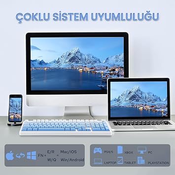 Aula F99 Pro 3 Modlu RGB Hot Swap Mekanik Nimbus V3 Switch Kablosuz Makrolu Klavye Gradyan Mavi